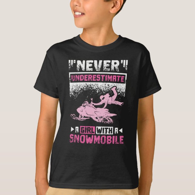 Camiseta Rapariga com moto de neve (Frente)