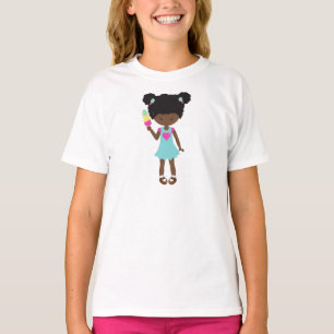 Camiseta Rapariga com Sorvete, Afro-Americana, Vestida