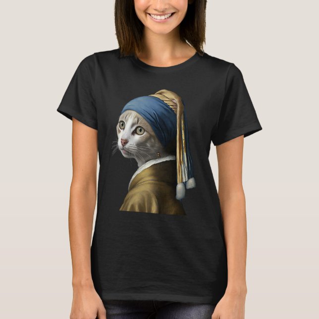 Camiseta Rapariga com um Gato 1 de Comer Pérolas (Frente)