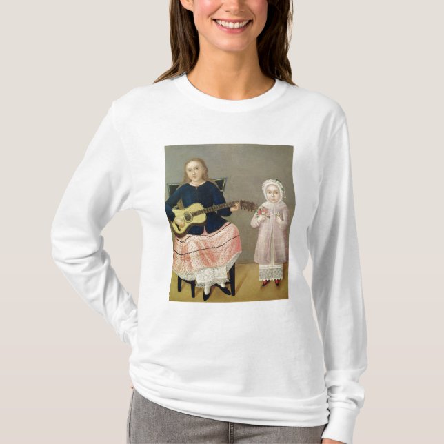 Camiseta Rapariga com uma guitarra e uma criança com a (Frente)