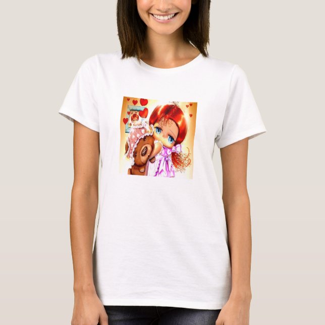 Camiseta Rapariga Com Urso De Teddy (Frente)