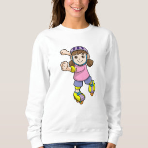 Camiseta Rapariga como Skater com Skates e Capacetes
