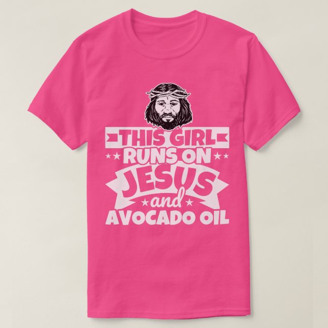 Camiseta Rapariga corre com o óleo de Jesus e Avocado (Frente do Design)