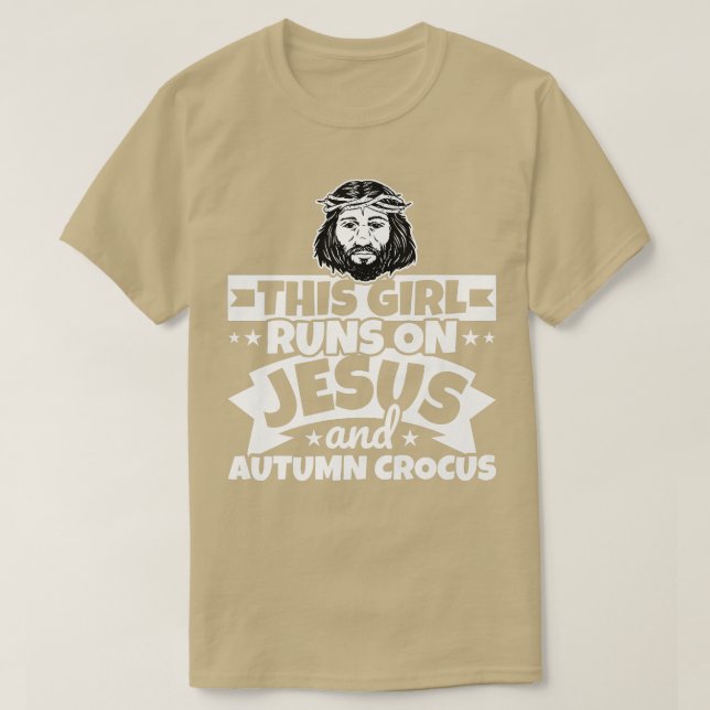 Camiseta Rapariga corre em Jesus e Autumn Crocus (Frente do Design)