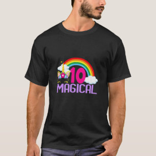 Camiseta Rapariga De 10 Anos Magica Unicórnio 10 Décimo Nas