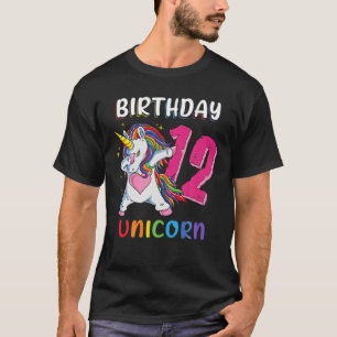 Camiseta Rapariga De 12 Anos A Bater No Unicorn 12 Birthday