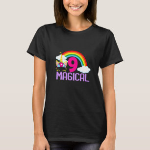 Camiseta Rapariga de 9 anos Unicórnio mágico 9 nono anivers