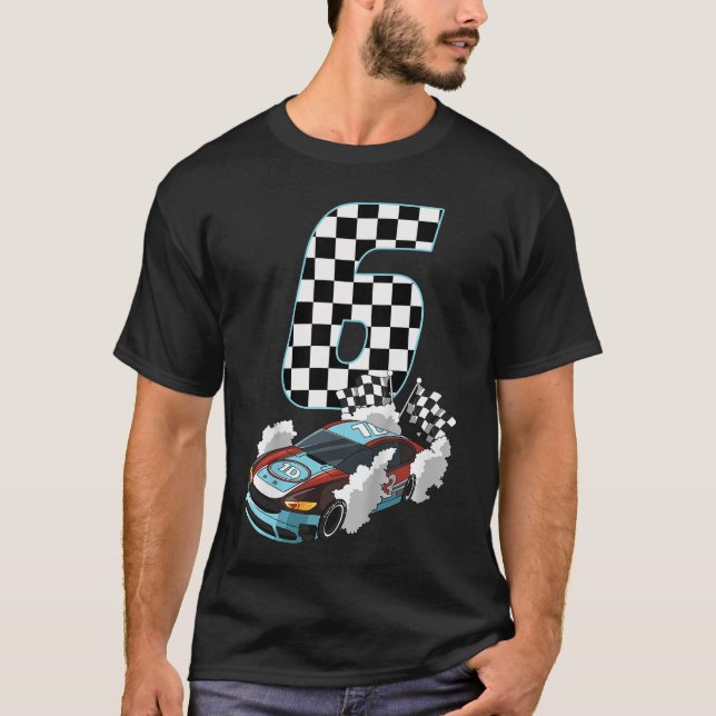 Camiseta Rapariga de Aniversário 6 6 de Corrida na Corrida  (Frente)