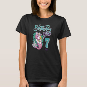 Camiseta Rapariga de Aniversário 7 7 Mermaid Ocean Fish Tai