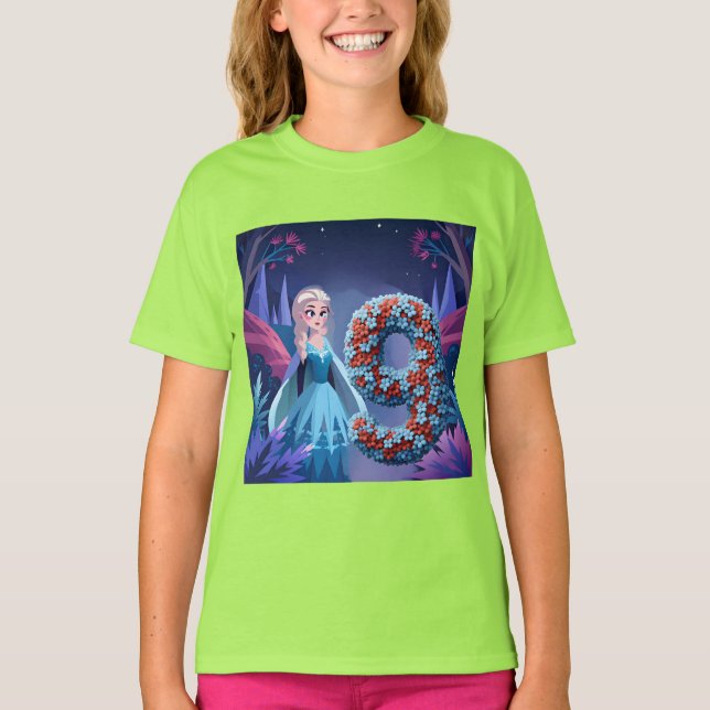 Camiseta Rapariga De Aniversário Às 9 (Frente)
