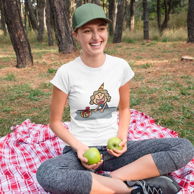 Camiseta Rapariga De Aniversário Com Presente (Criador carregado)
