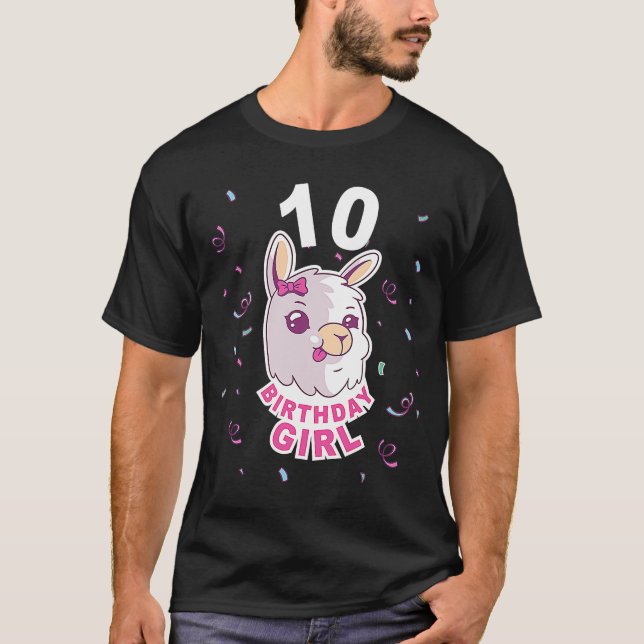 Camiseta Rapariga de aniversário de 10 anos Fama de Lama Fa (Frente)