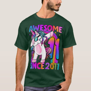 Camiseta Rapariga de aniversário de 11 anos do Unicórnio Da