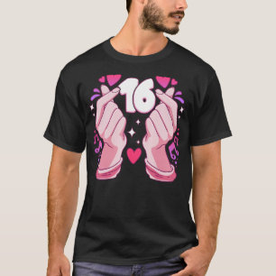 Camiseta Rapariga de aniversário de 16 anos, coração do pop