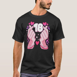 Camiseta Rapariga de aniversário de 18 anos, coração do pop