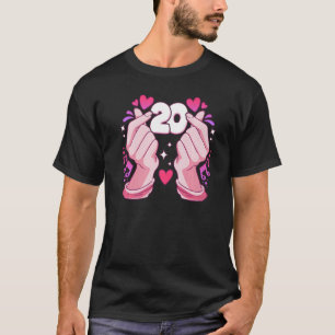 Camiseta Rapariga de aniversário de 20 anos, coração do pop