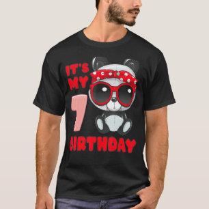 Camiseta Rapariga de aniversário de 7 anos Panda É o meu 7