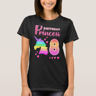 Camiseta Rapariga de aniversário de 8 anos Pop do Unicórnio