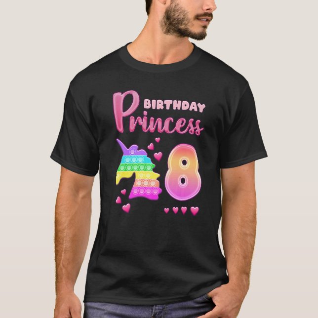 Camiseta Rapariga de aniversário de 8 anos Pop do Unicórnio (Frente)