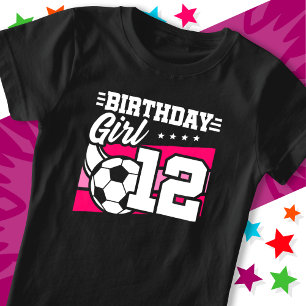 Camiseta Rapariga de aniversário do 12 de futebol de 12 ano
