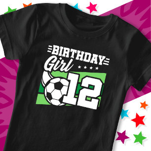 Camiseta Rapariga de aniversário do 12 de futebol de 12 ano