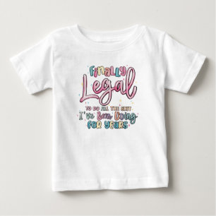 Camiseta Rapariga de Aniversário do Script Moderno