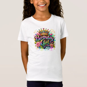 Camiseta Rapariga de aniversário Glittery Glam Retro Typogr