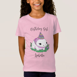 Camiseta Rapariga de aniversário personalizada Axolotl