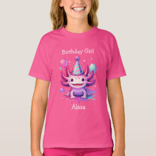 Camiseta Rapariga de aniversário personalizada Axolotl Th