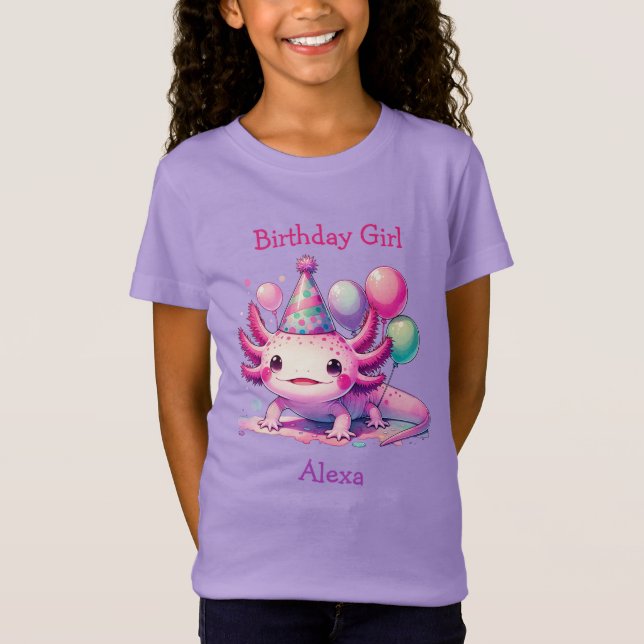 Camiseta Rapariga de aniversário personalizada | Axolotl Th (Frente)