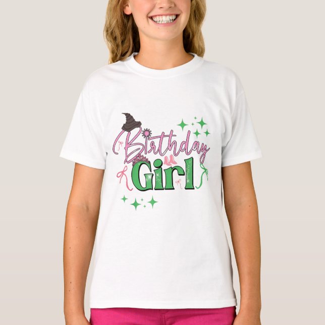 Camiseta Rapariga De Aniversário Rosa E Verde (Frente)