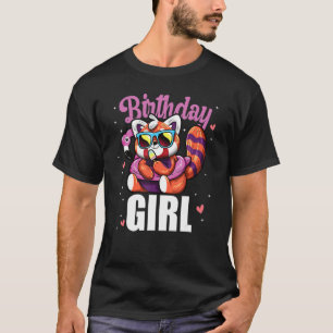 Camiseta Rapariga de aniversário Sorvete de Panda Vermelha 