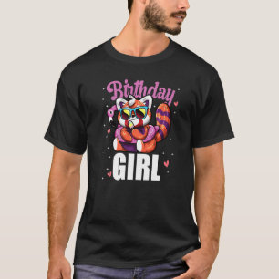 Camiseta Rapariga de aniversário Sorvete de Panda Vermelha 
