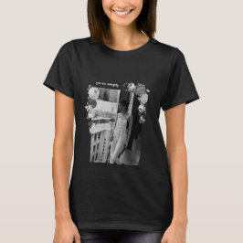 Camiseta Rapariga de Arte de FASHION Branca e Negra Linda #
