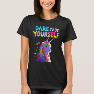 Camiseta Rapariga de Autismo do Unicórnio Consciência Aceit