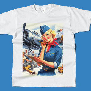 Camiseta Rapariga de Avião Antigo
