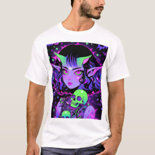 Camiseta Rapariga de Elf Alienígena Verde e Roxa