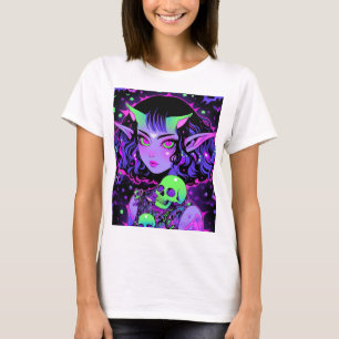 Camiseta Rapariga de Elf Alienígena Verde e Roxa