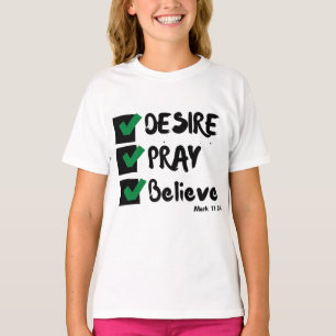 Camiseta Rapariga de Escritura de Bíblia do Mark 11:24 KJV