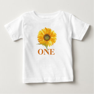 Camiseta Rapariga de girassol da primeira Festa de aniversá