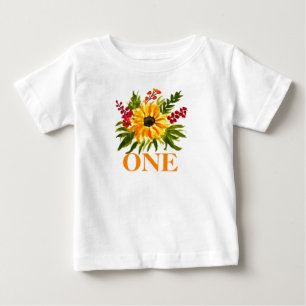 Camiseta Rapariga de girassol da primeira Festa de aniversá