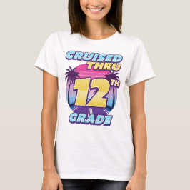 Camiseta Rapariga de Graduação Cruzada através do 12
