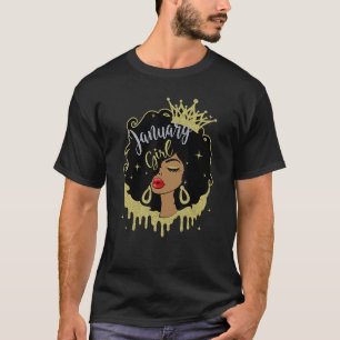 Camiseta Rapariga de janeiro Melanina Negra Horoscópio Negr