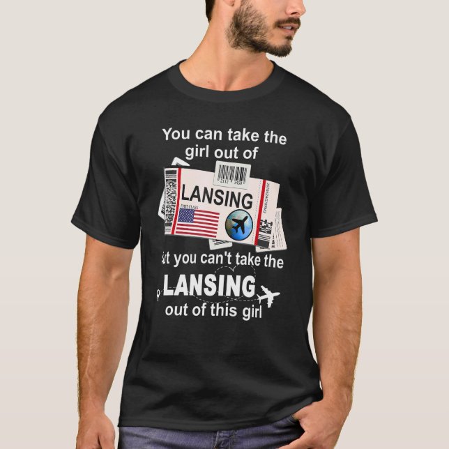 Camiseta Rapariga de Lansing Embaraçando Bilhete de Voo (Frente)