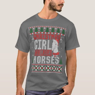 Camiseta Rapariga de Natal ama Cavalos Feios Xmas Sweater T