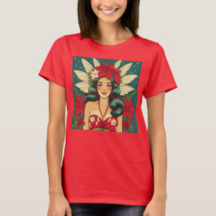 Camiseta Rapariga de Natal Tropical de Retro