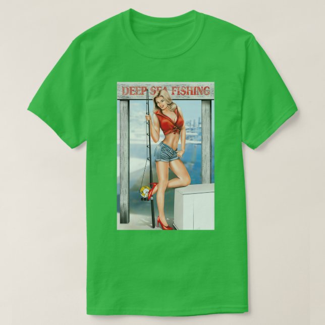 Camiseta Rapariga de Pino de Pesca (Frente do Design)