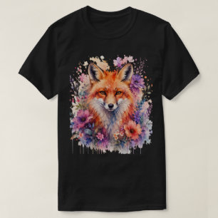 Camiseta Rapariga de raposa em aquarela com design de arte