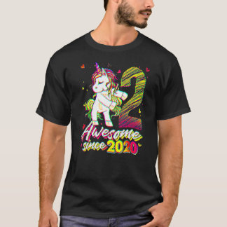 Camiseta Rapariga De segundo aniversário De Flosing Unicorn