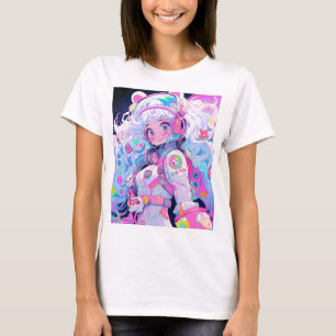 Camiseta Rapariga do Astronauta Espacial de Kawaii Moe Past